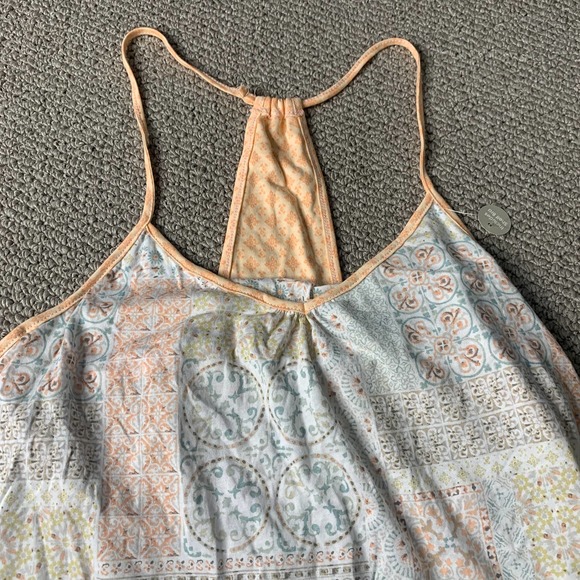 Ink + Ivy Womens Tank Top Size Large White/Orange Floral Sleeveless Racerback‎ - Picture 2 of 9